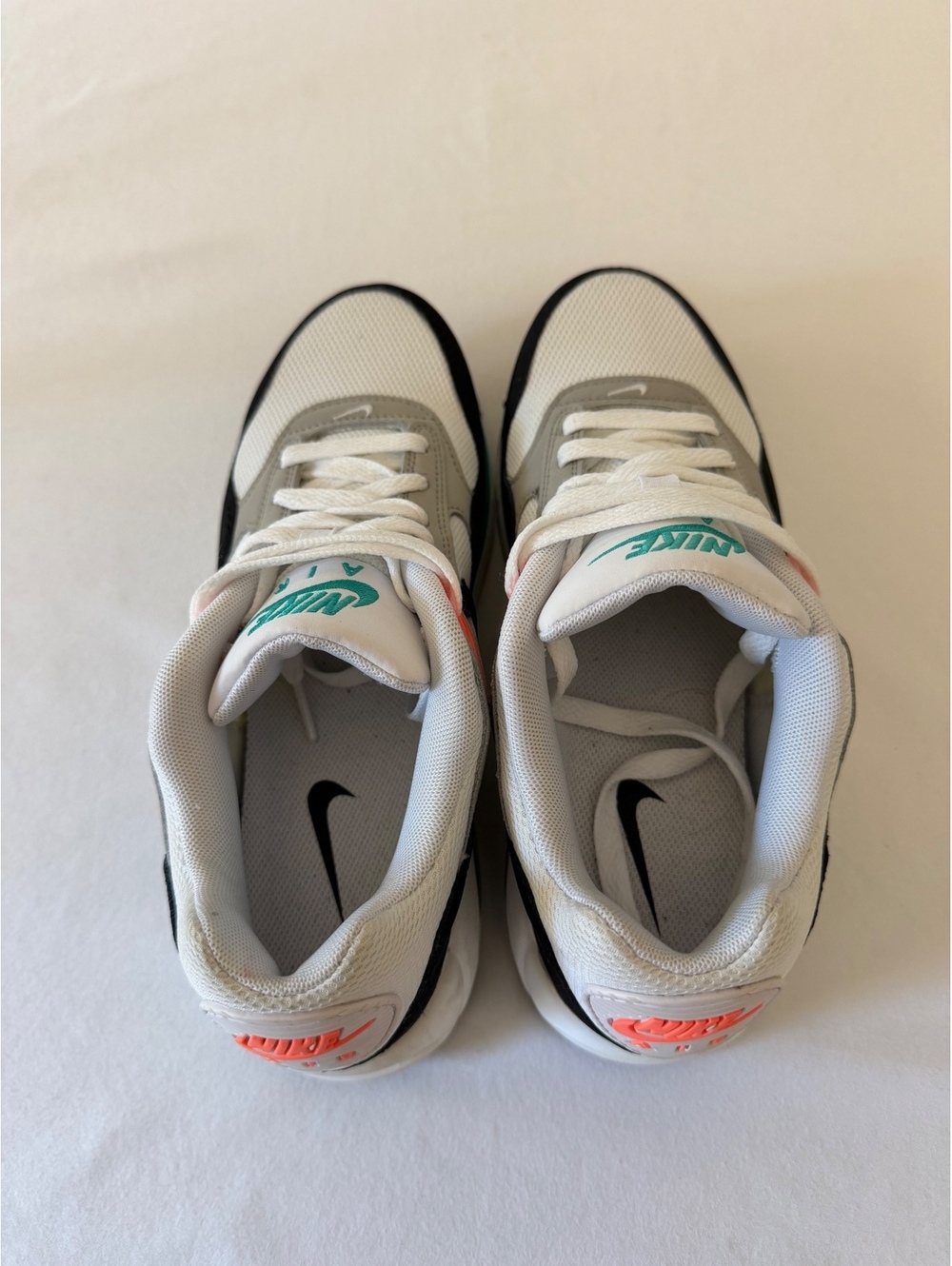 Nike Air Max Sneakers White Black with Teal and Coral Accents